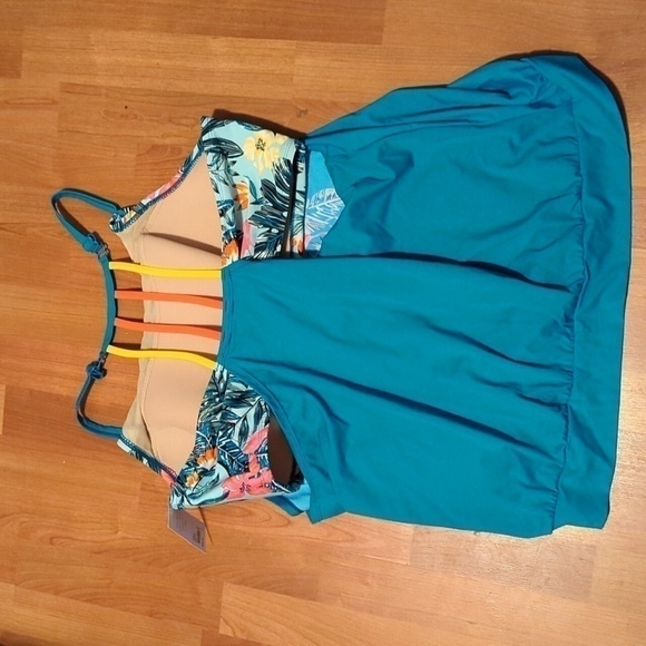 Nwt tankini bathing suit top new tropical flowers 18W cacique gorgeous - Picture 4 of 11
